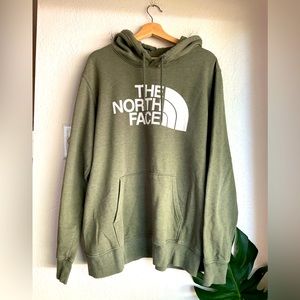 OLIVE GREEN NORTH FACE HOODED SWEATSHIRT/HOODIE MEN’S XL